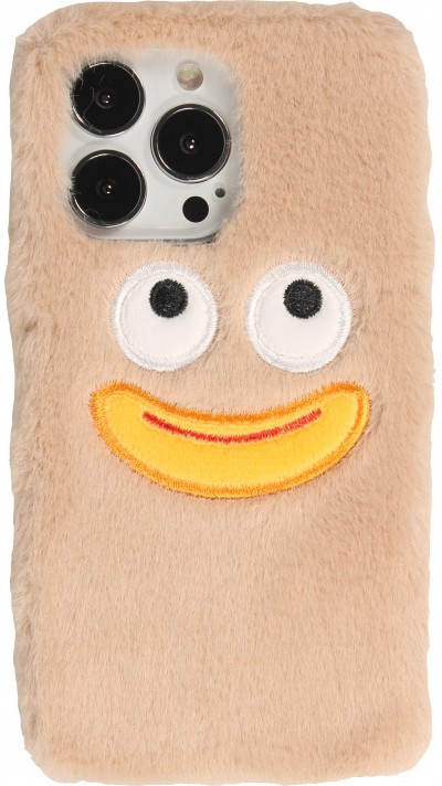 iPhone 13 Pro Case Hülle - Plüsch Smile - Hell- Braun
