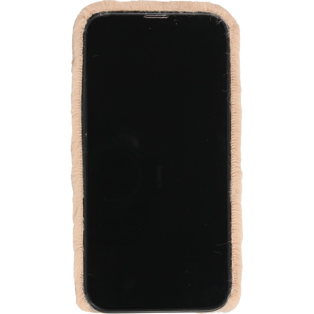iPhone 13 Pro Case Hülle - Plüsch Smile - Hell- Braun