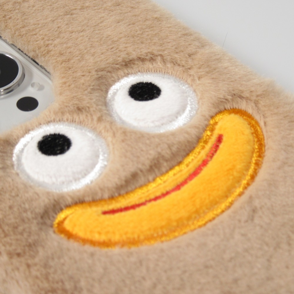 iPhone 13 Pro Case Hülle - Plüsch Smile - Hell- Braun