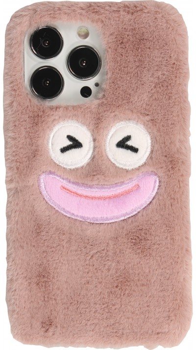 Coque iPhone 13 Pro - Peluche sourire - Brun foncé