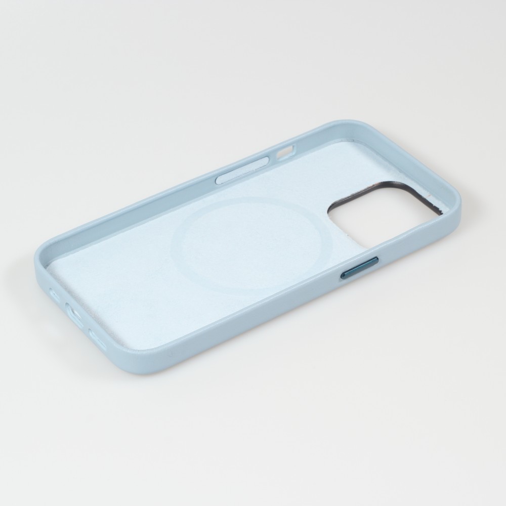 iPhone 13 Pro Max Case Hülle - Qialino Echtleder (MagSafe kompatibel) - Hellblau