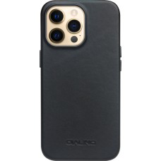 iPhone 13 Pro Max Case Hülle - Qialino Echtleder (MagSafe kompatibel) - Schwarz