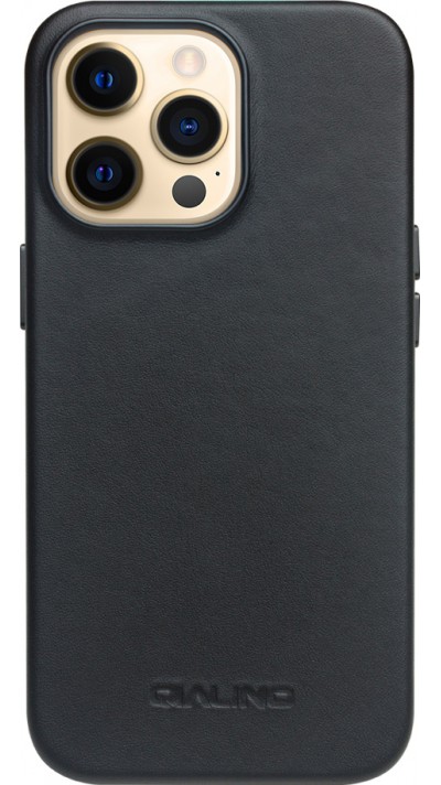 Coque iPhone 13 Pro - Qialino cuir véritable (compatible MagSafe) - Noir
