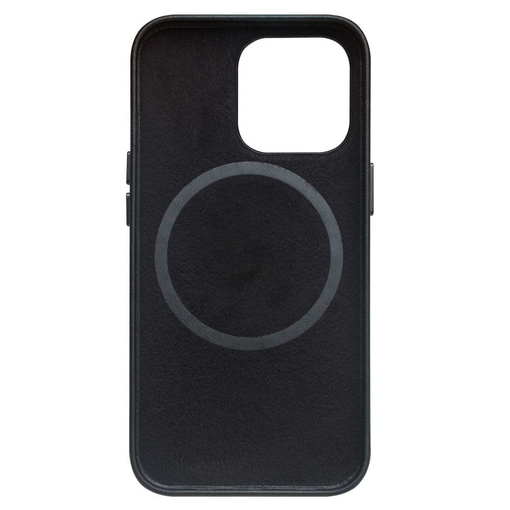 Coque iPhone 13 Pro - Qialino cuir véritable (compatible MagSafe) - Noir