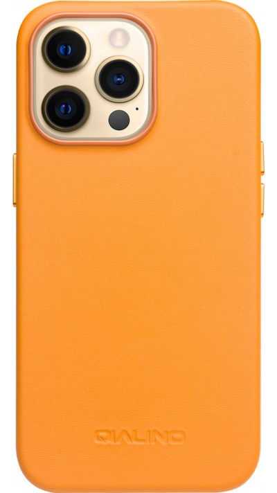 Coque iPhone 13 Pro - Qialino cuir véritable (compatible MagSafe) - Orange