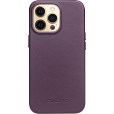 Coque iPhone 13 Pro Max - Qialino cuir véritable (compatible MagSafe) - Violet