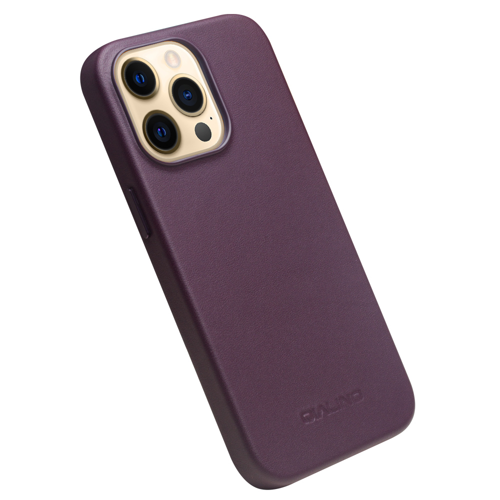 iPhone 13 Pro Max Case Hülle - Qialino Echtleder (MagSafe kompatibel) - Violett