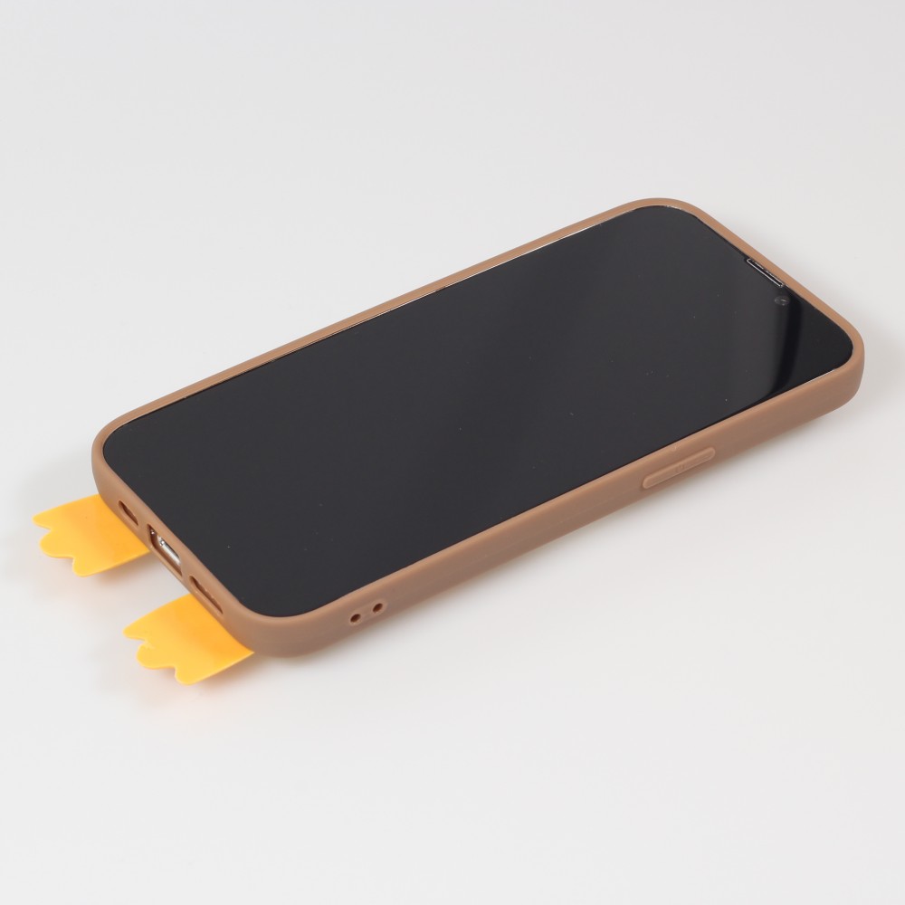 Coque iPhone 13 Pro Max - Silicone 3D canard - Brun