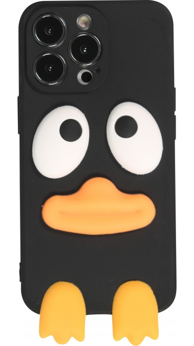 Coque iPhone 13 Pro Max - Silicone 3D canard - Noir