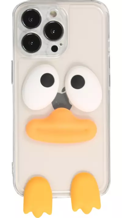 Coque iPhone 13 Pro - Silicone 3D canard - Transparent