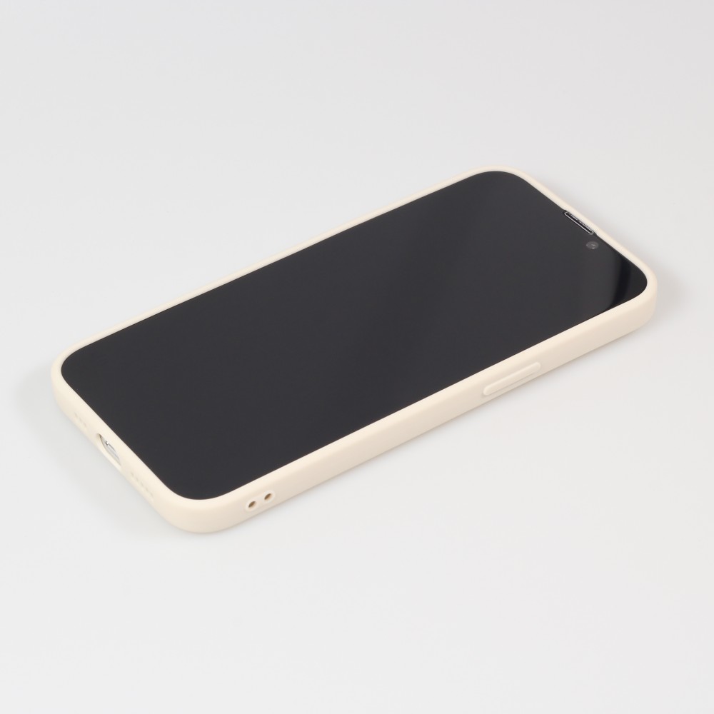 Coque iPhone 13 Pro Max - Silicone Mat Coeur doré - Beige