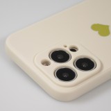 Coque iPhone 13 Pro Max - Silicone Mat Coeur doré - Beige