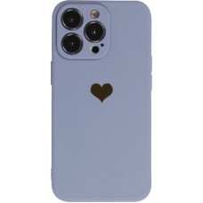 Coque iPhone 13 Pro - Silicone Mat Coeur doré - Bleu