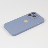iPhone 13 Pro Max Case Hülle - Silikon Mat Herz gold - Blau