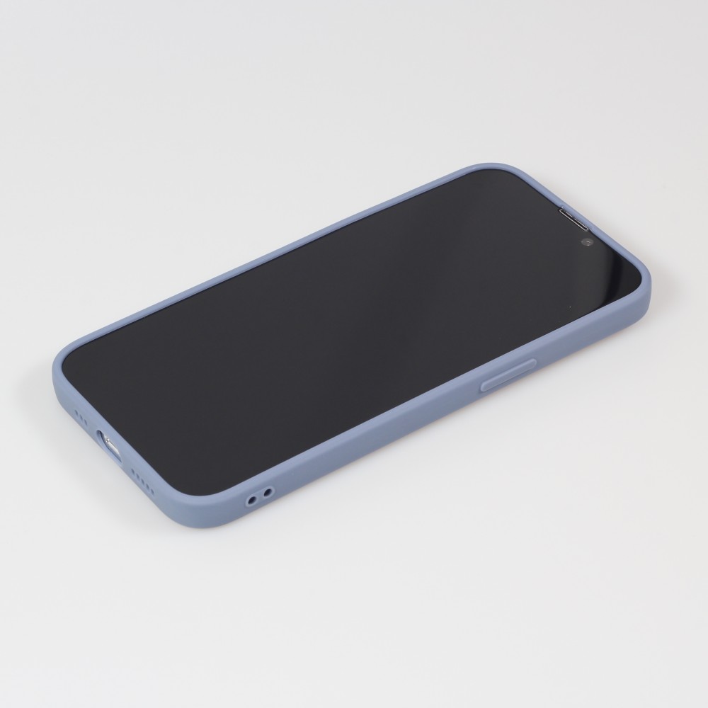 Coque iPhone 13 Pro Max - Silicone Mat Coeur doré - Bleu