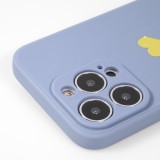 Coque iPhone 13 Pro - Silicone Mat Coeur doré - Bleu
