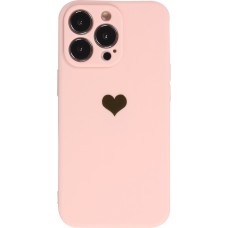 iPhone 13 Pro Case Hülle - Silikon Mat Herz gold - Rosa