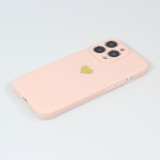 Coque iPhone 13 Pro - Silicone Mat Coeur doré - Rose