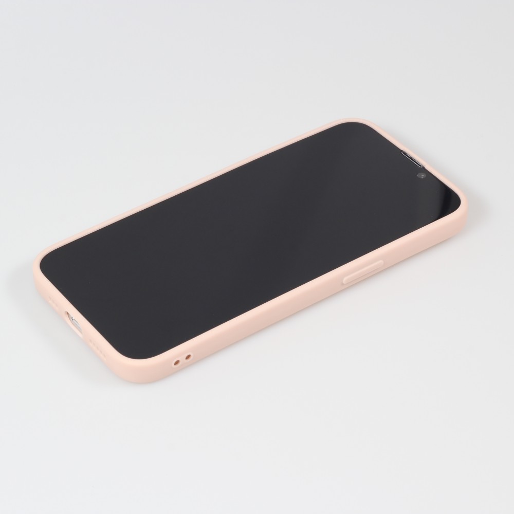 Coque iPhone 13 Pro Max - Silicone Mat Coeur doré - Rose