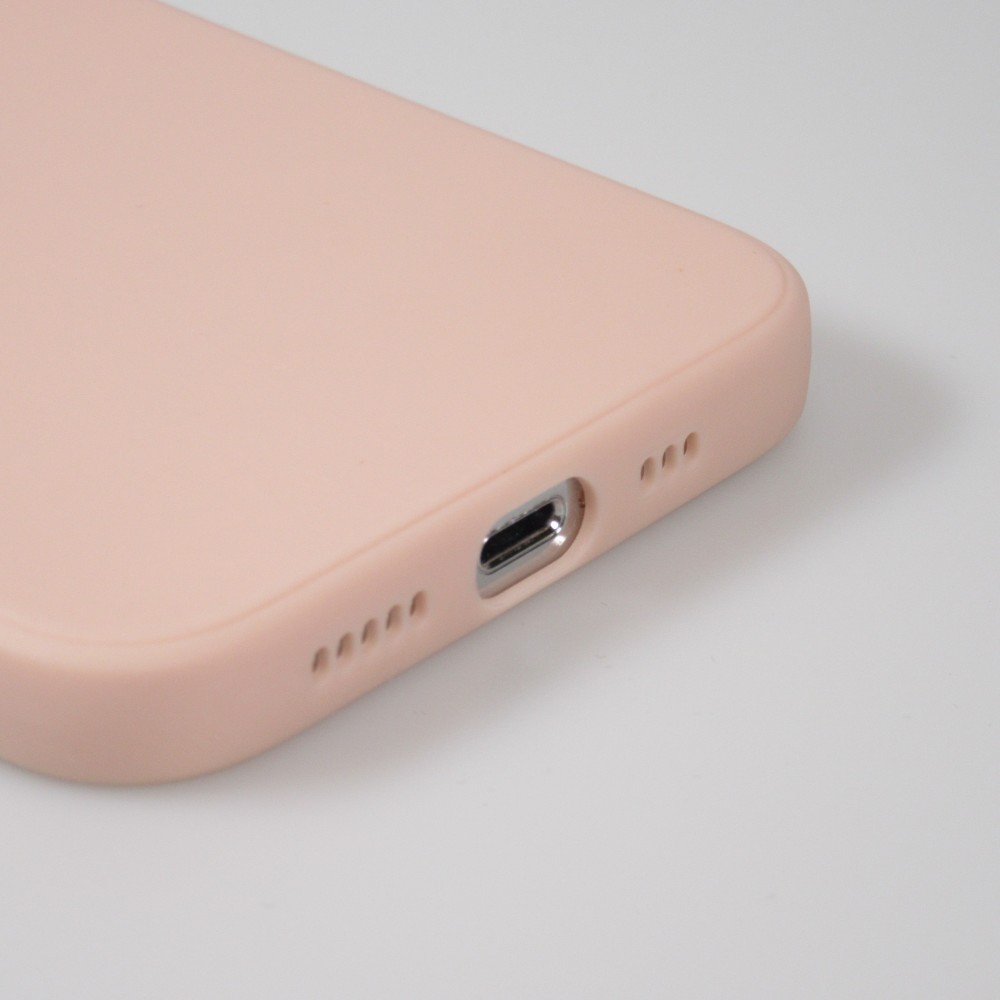 Coque iPhone 13 Pro Max - Silicone Mat Coeur doré - Rose