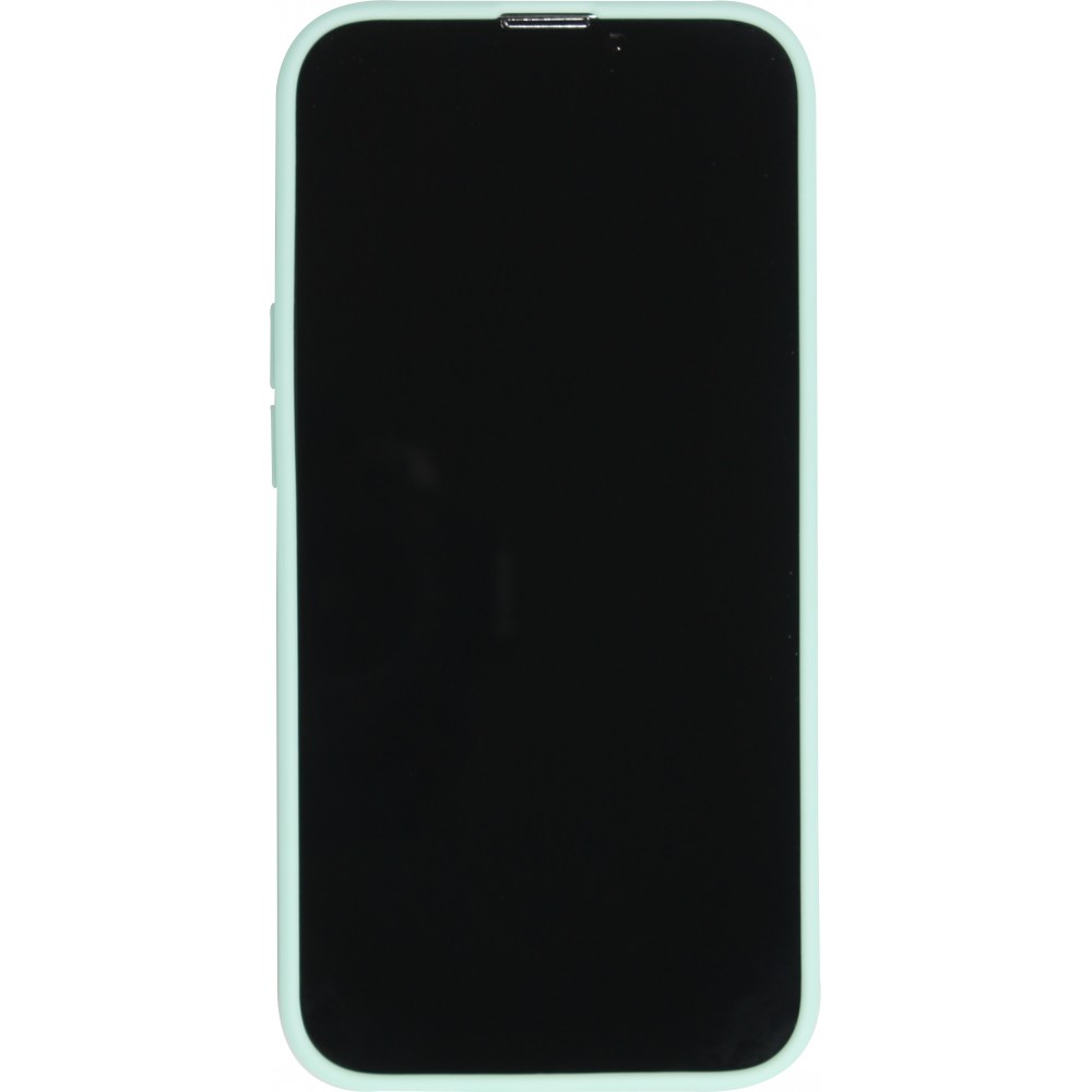 Coque iPhone 13 Pro Max - Silicone Mat Coeur doré - Turquoise