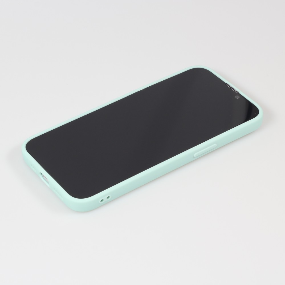 Coque iPhone 13 Pro - Silicone Mat Coeur doré - Turquoise