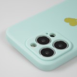 Coque iPhone 13 Pro Max - Silicone Mat Coeur doré - Turquoise