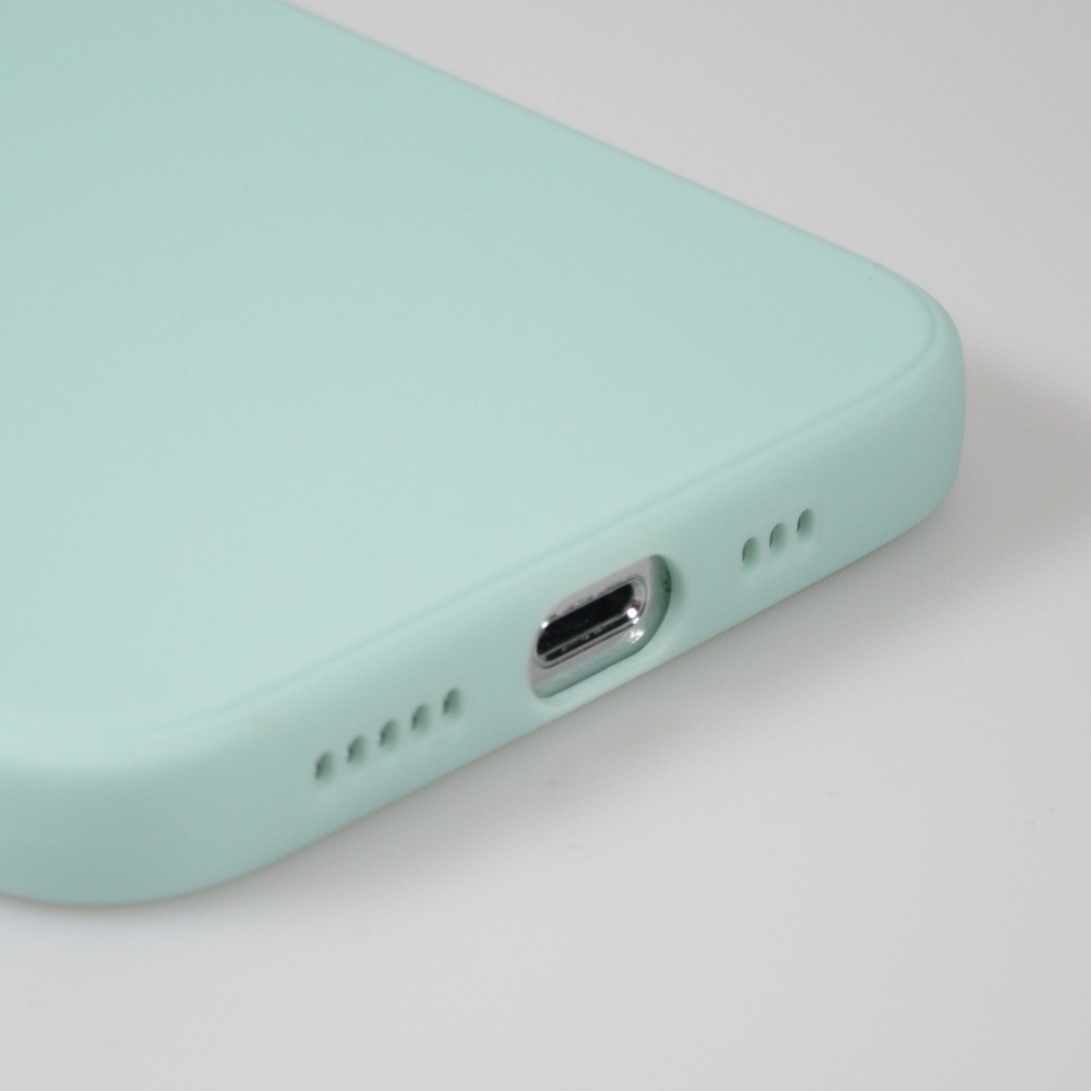 Coque iPhone 13 Pro - Silicone Mat Coeur doré - Turquoise