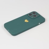 Coque iPhone 13 Pro Max - Silicone Mat Coeur doré - Vert foncé