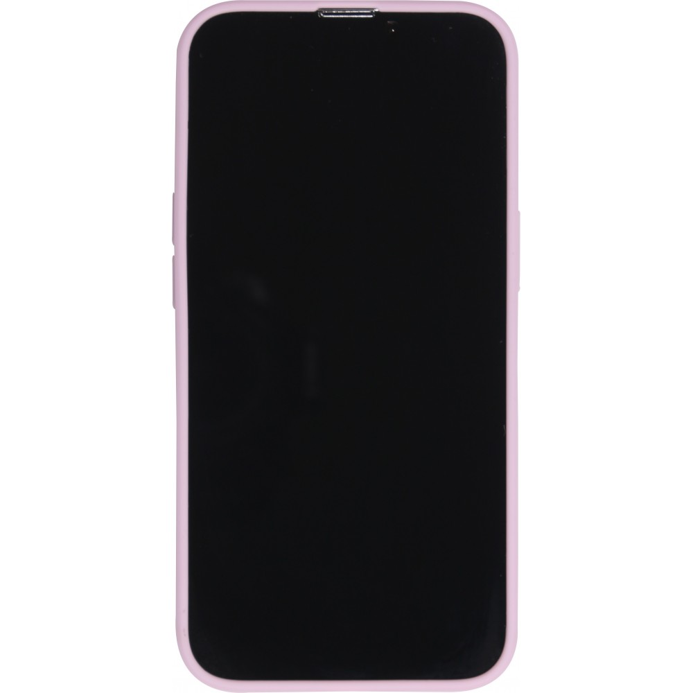 Coque iPhone 13 Pro Max - Silicone Mat Coeur doré - Violet