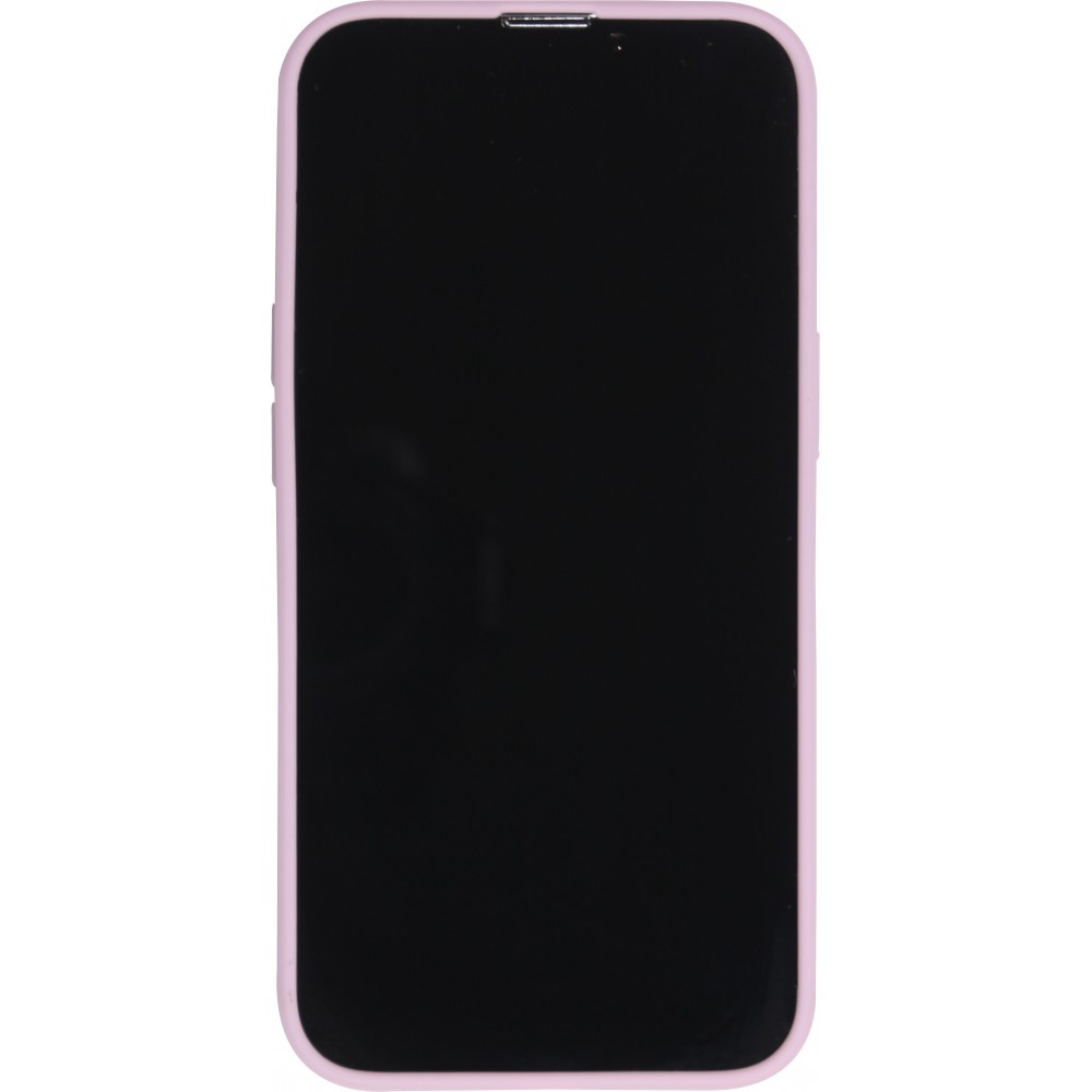 Coque iPhone 13 Pro Max - Silicone Mat Coeur doré - Violet