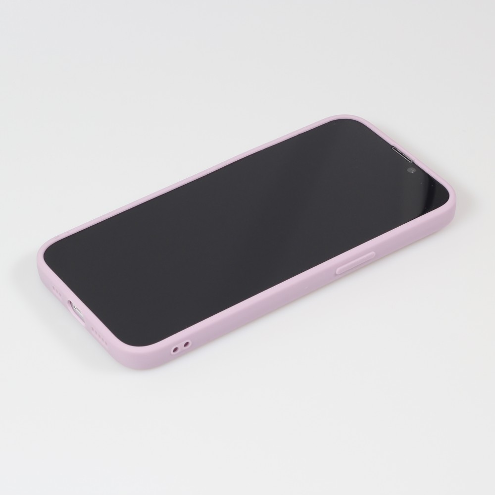 Coque iPhone 13 Pro Max - Silicone Mat Coeur doré - Violet