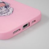 Coque iPhone 13 Pro Max - Silicone Mat Skull USA - Rose