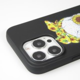 Hülle iPhone 13 Pro Max - Silikonmatte Skull flowers - Schwarz