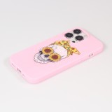 Hülle iPhone 13 Pro Max - Silikonmatte Skull flowers - Rosa