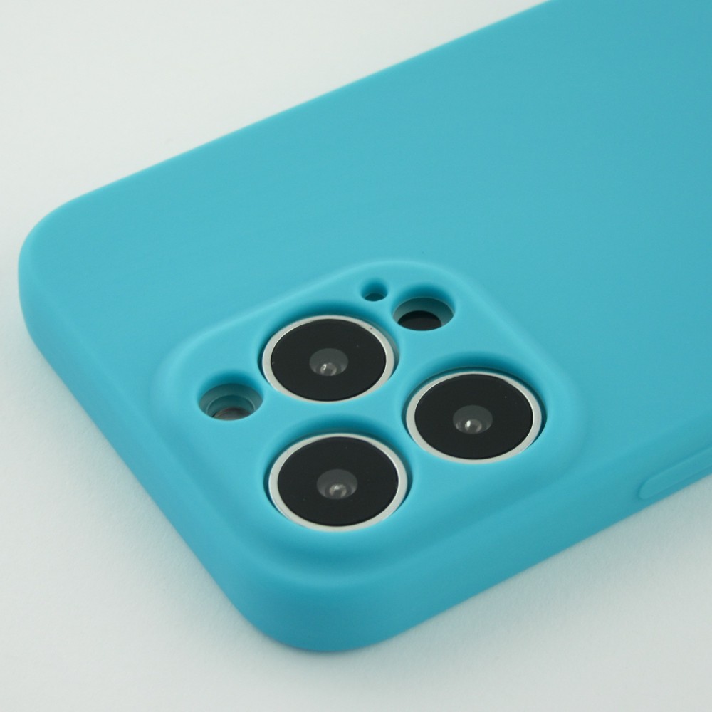 iPhone 13 Pro Max Case Hülle - Silikon mit Kordel und Haken - Hellblau