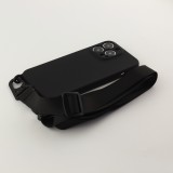 iPhone 13 Pro Max Case Hülle - Silikon mit Kordel und Haken - Schwarz