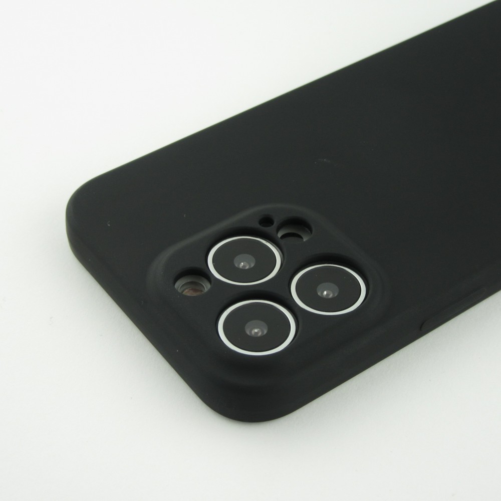 Coque iPhone 13 Pro Max - Silicone avec lanière et crochet - Noir