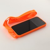 Coque iPhone 13 Pro - Silicone avec lanière et crochet - Orange
