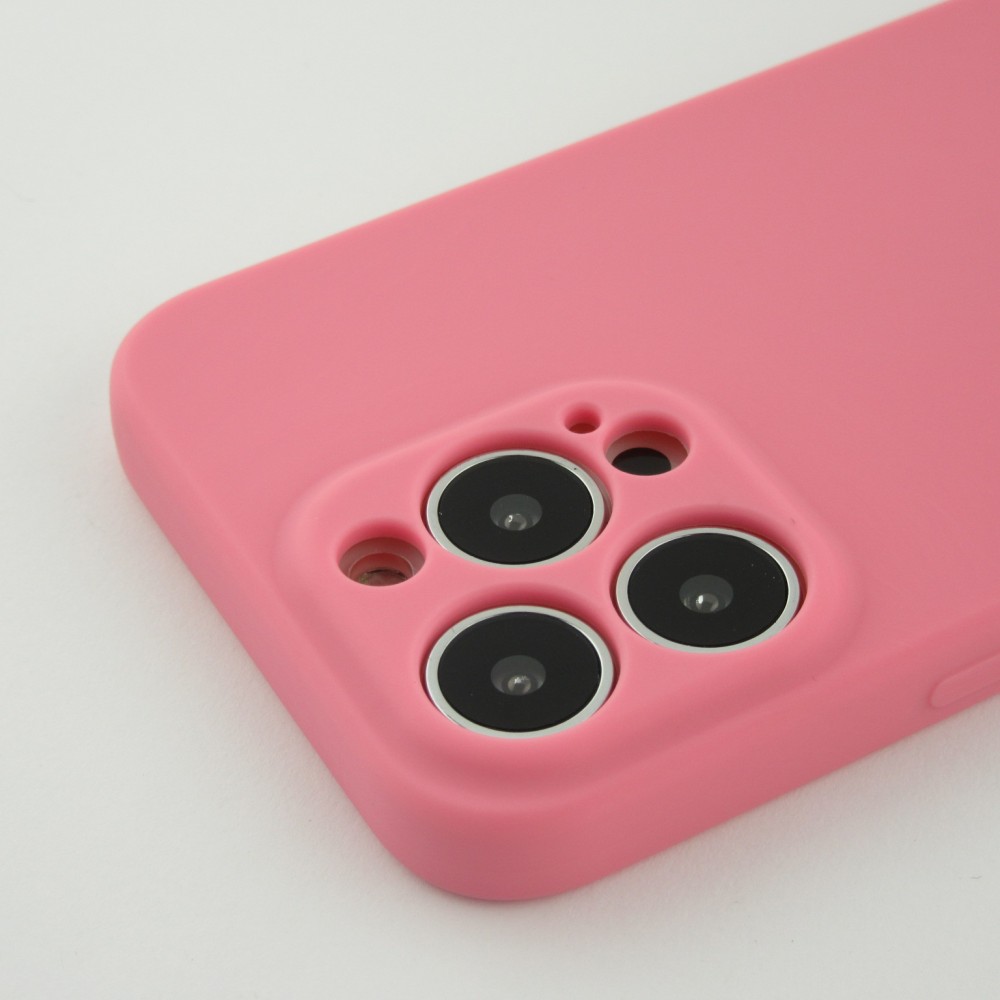 iPhone 13 Pro Case Hülle - Silikon mit Kordel und Haken - Rosa