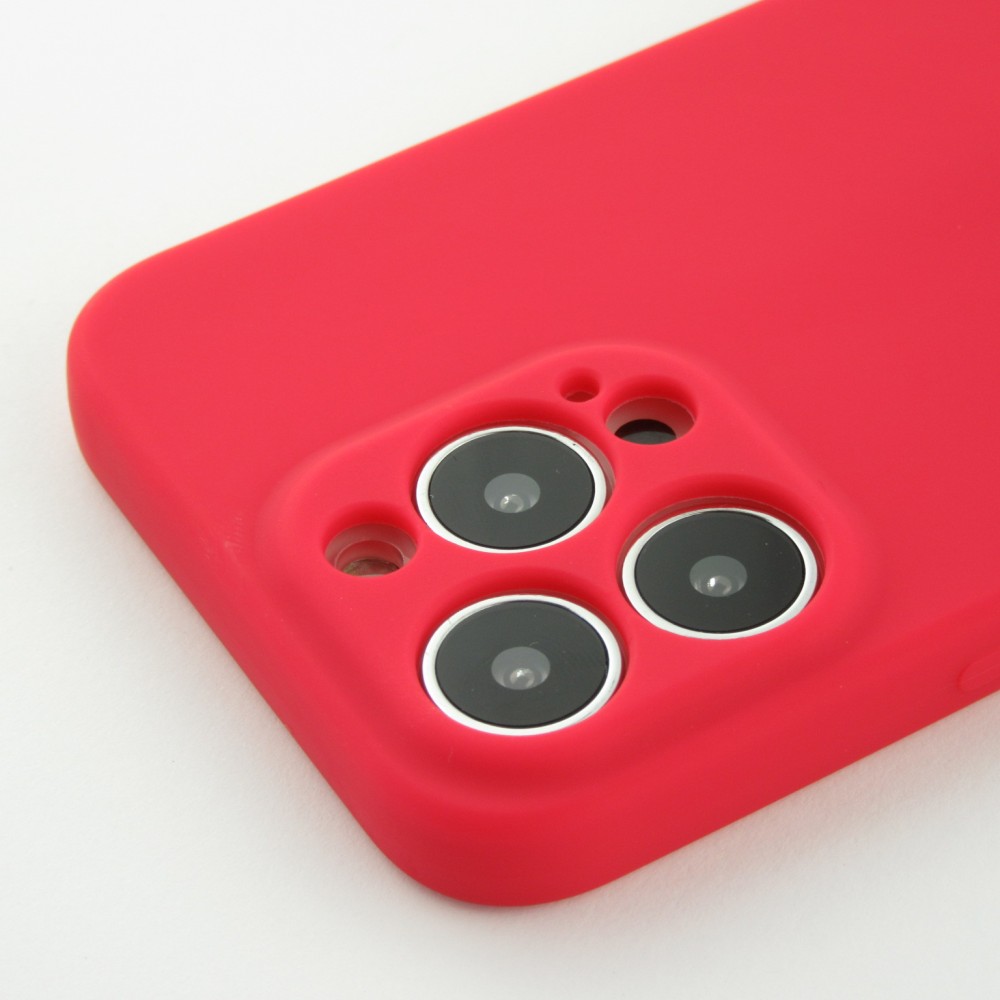 Coque iPhone 13 Pro - Silicone avec lanière et crochet - Rouge