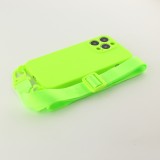 Coque iPhone 13 Pro - Silicone avec lanière et crochet vert clair