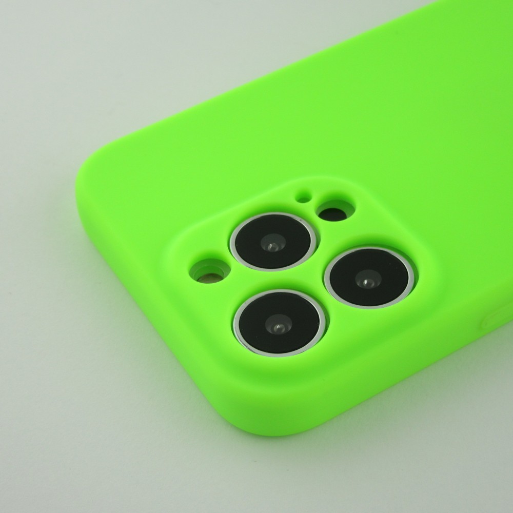 Coque iPhone 13 Pro - Silicone avec lanière et crochet vert clair
