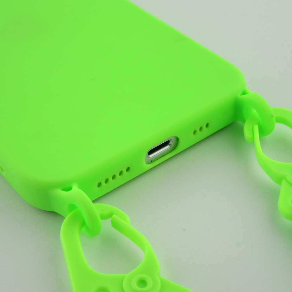 Coque iPhone 13 Pro Max - Silicone avec lanière et crochet vert clair