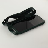 Coque iPhone 13 Pro Max - Silicone avec lanière et crochet - Vert foncé