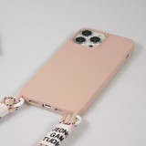 Coque iPhone 13 Pro Max - Silicone souple fashion Jeong Gam Studio Laugh Often avec cordon - Rose