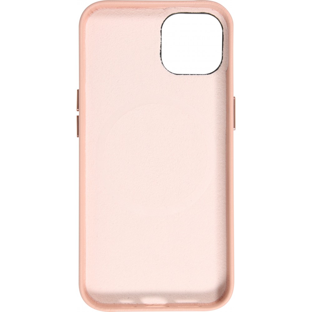 Coque iPhone 13 - Qialino cuir véritable (compatible MagSafe) - Rose