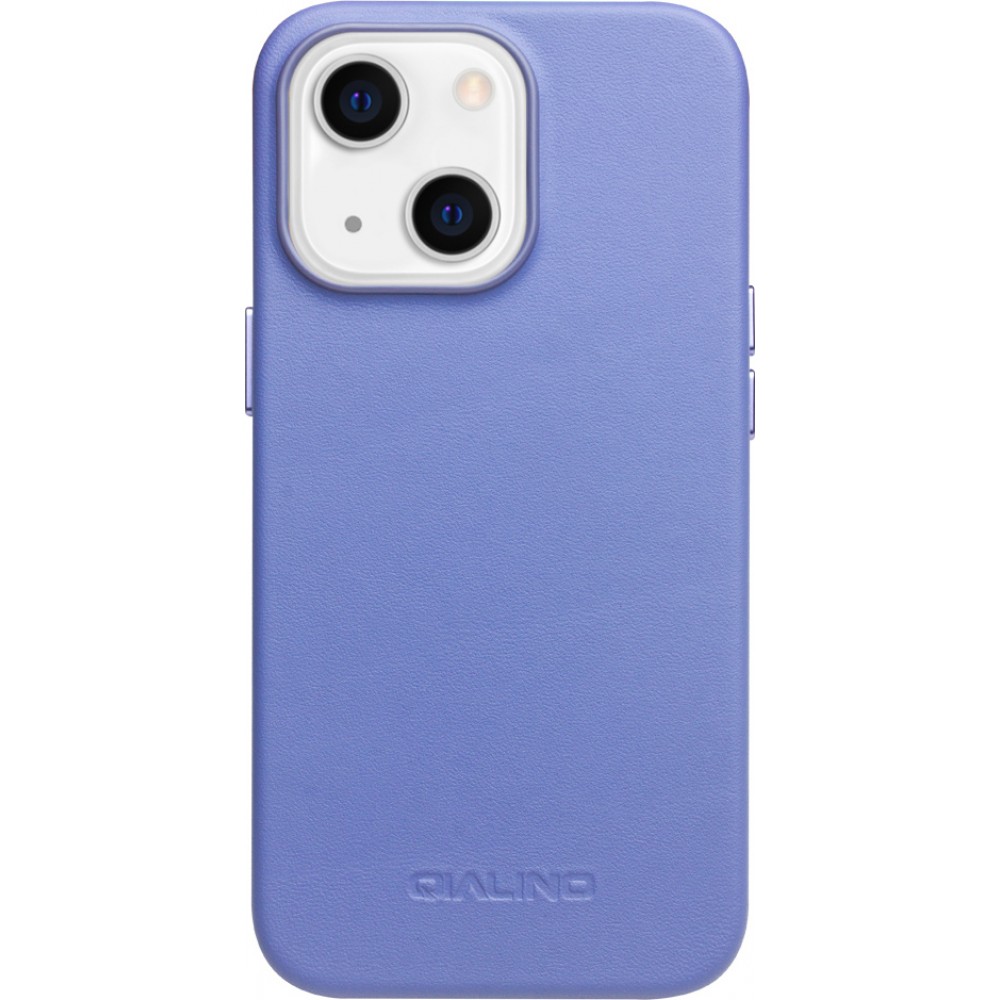 Coque iPhone 13 - Qialino cuir véritable (compatible MagSafe) - Bleu