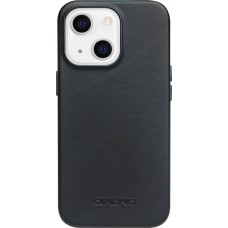 Coque iPhone 13 - Qialino cuir véritable (compatible MagSafe) - Noir