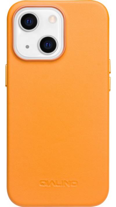 iPhone 13 Case Hülle - Qialino Echtleder (MagSafe kompatibel) - Orange